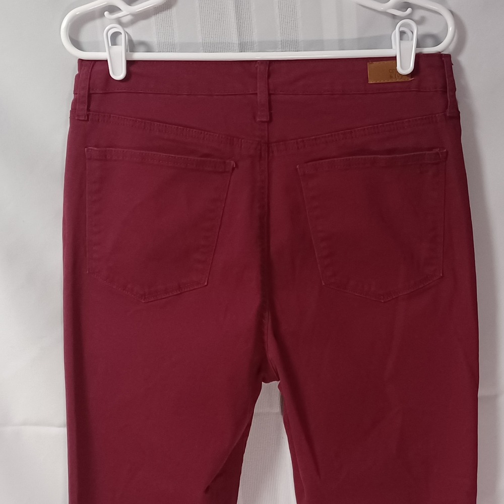 Crown & Ivy Pants Womens 12 Red High-Rise Skinny Stretch Cotton Lycra Casual - Picture 11 of 13